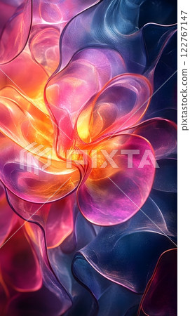 A dynamic composition with transparent shapes and vibrant gradients evokes movement and energy, creating a modern feel. Ideal for backgrounds in graphic design or digital media conveying innovation. A dynamic composition with transparent shapes and vibrant gradients evokes movement and energy, creating a modern feel. Ideal for backgrounds in graphic design or digital media conveying innovation. 122767147