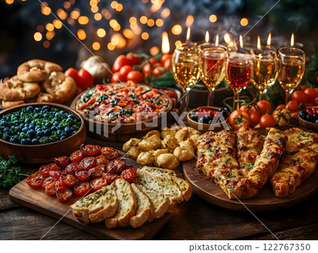 A luxury expensive dinner is something that many people desire because it shows their wealthy life and they can also take pictures to post on social media to show their friends about their happy life. 122767350