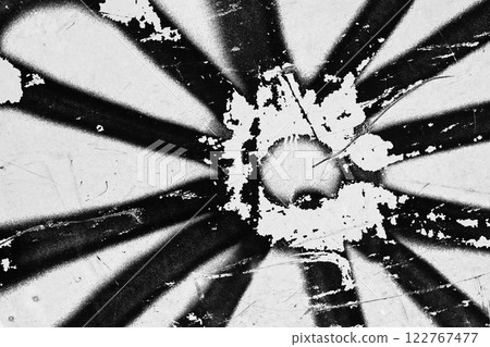 Abstract black and white graffiti fragment, urban metal wall 122767477