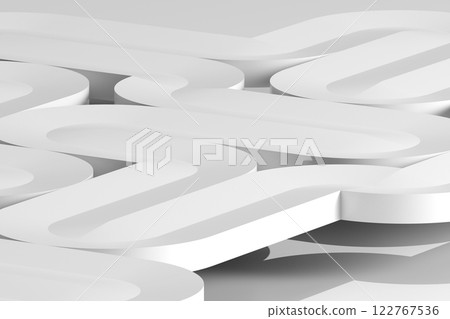 Abstract white installation, curved paths of the labyrinth, 3d Abstract white installation, curved paths of the labyrinth, 3d 122767536