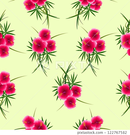 Seamless pattern of hibiscus flowers, on a yellow background. Seamless pattern of hibiscus flowers, on a yellow background. 122767582