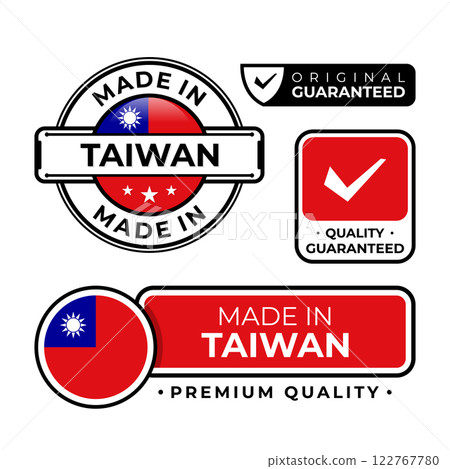 Badge bundle made in Taiwan label icon emblem isolated on white background 122767780