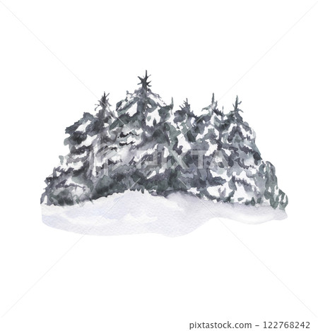 Snow-covered evergreen trees 122768242