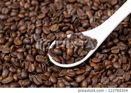 Decaffeinated coffee beans organic roasted background Decaffeinated coffee beans organic roasted background 122768304