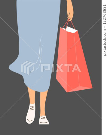 Illustration of a young modern girl goes shopping 122768651