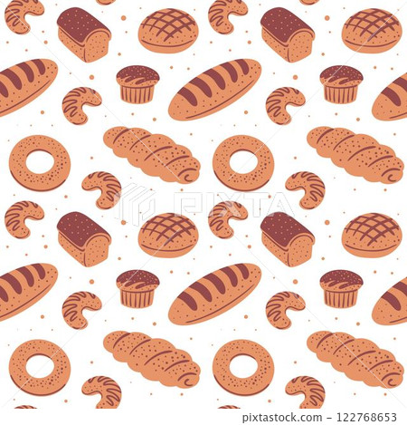 Seamless pattern of baked goods Seamless pattern of baked goods 122768653