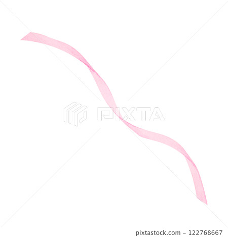 Beautiful flowing pink ribbon, painted in watercolor. A decorative and versatile design element for gift wrapping, wedding invitations, greeting cards, branding, digital scrapbooking, festie layouts 122768667