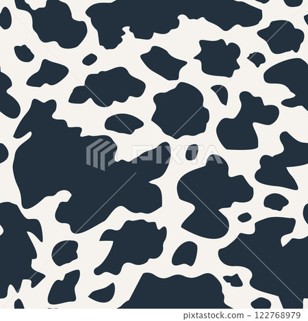 Cow Skin Animal Seamless Pattern. Dark Spots on Light Gray Background Vector Illustration 122768979