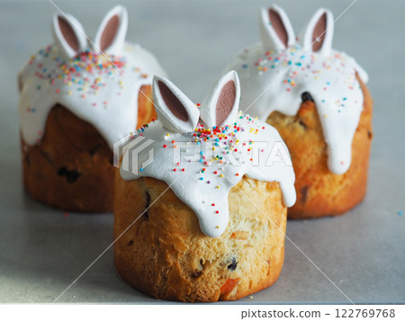 Three Bunny Ears Easter Cakes 122769768