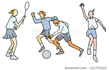 Simple line drawing vector illustration of people playing sports Simple line drawing vector illustration of people playing sports 122770228