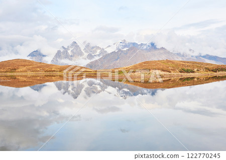 Mountain lake Koruldi. Upper Svaneti, Georgia Europe. Caucasus mountains 122770245
