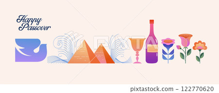 Happy Passover background, banner and poster design. Geometrical modern minimalist concept Happy Passover background, banner and poster design. Geometrical modern minimalist concept 122770620
