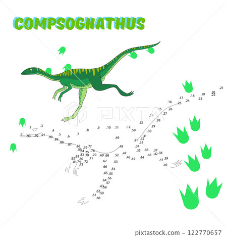 Educational game connect dots to draw dinosaur Educational game connect dots to draw dinosaur 122770657