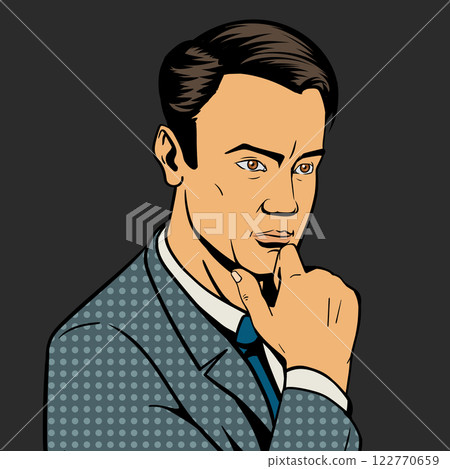 Man thinking hard pop art style vector Man thinking hard pop art style vector 122770659