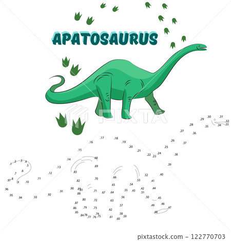 Educational game connect dots to draw dinosaur 122770703