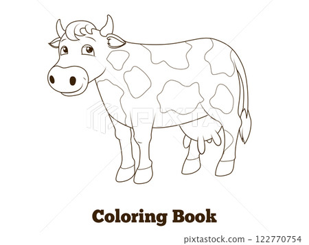 Coloring book cow cartoon educational illustration Coloring book cow cartoon educational illustration 122770754