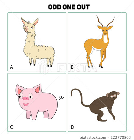Odd one out child game vector illustration Odd one out child game vector illustration 122770803
