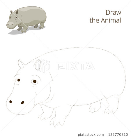 Draw the animal educational game for hippopotamus 122770810