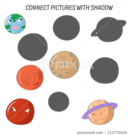 Educational game connect pictures with shadow 122770826