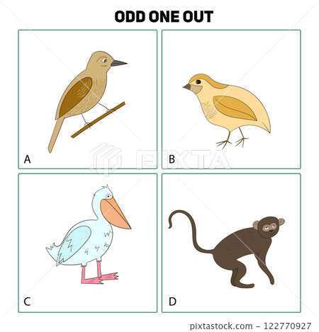 Odd one out child game vector illustration Odd one out child game vector illustration 122770927