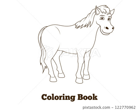 Coloring book horse cartoon illustration Coloring book horse cartoon illustration 122770962