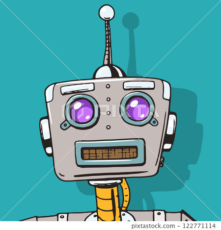 Cyborg face pop art style vector Cyborg face pop art style vector 122771114