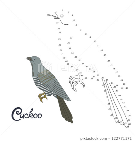 Educational game connect dots to draw cuckoo bird 122771171