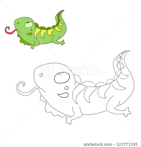 Connect the dots game iguana vector illustration 122771195