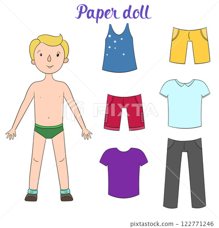 Paper doll boy and clothes vector illustration 122771246