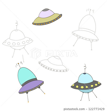 Educational game connect the dots to draw UFO 122771429