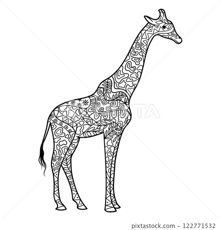 Giraffe coloring book for adults vector Giraffe coloring book for adults vector 122771532