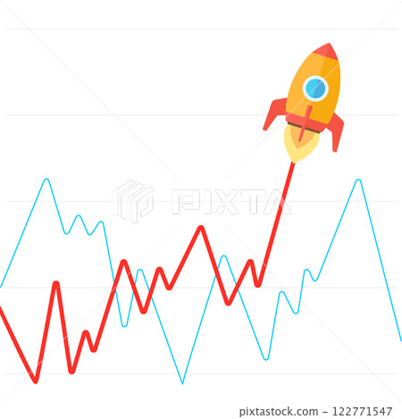Income graph go up like rocket flat vector Income graph go up like rocket flat vector 122771547