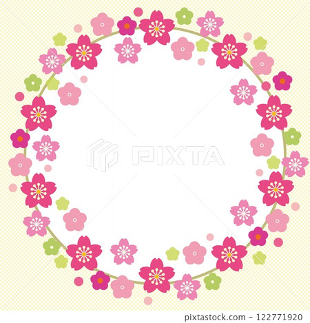 Cherry blossom frame white space checkered pattern Cherry blossom frame white space checkered pattern 122771920