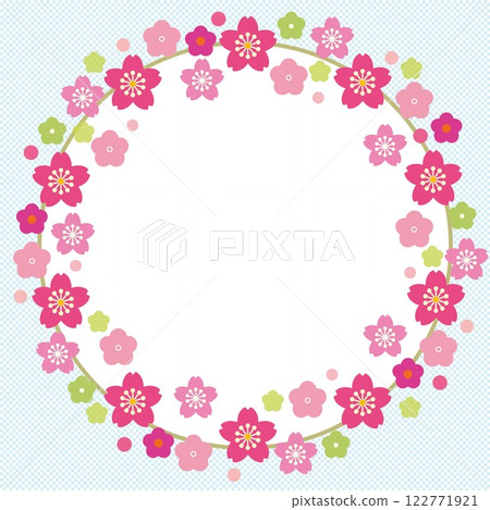 Cherry blossom frame white space checkered pattern 122771921