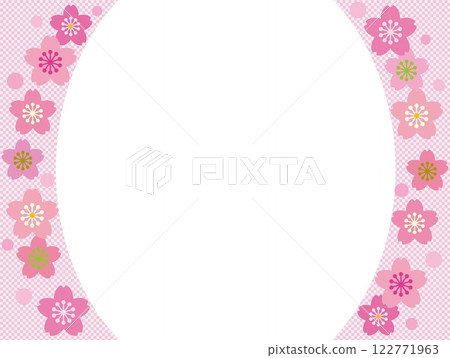 Cherry blossom frame white space checkered pattern 122771963