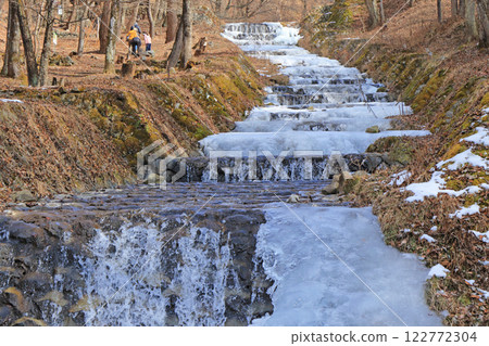 French style staircase construction in Ushibushi River in freezing winter 122772304