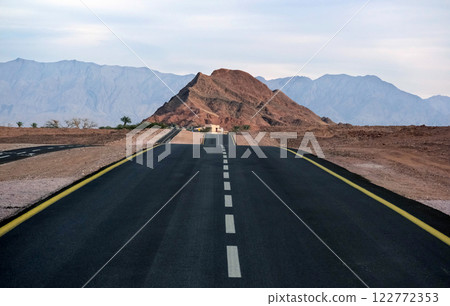 Paved road in Timna Park in the Arava desert Paved road in Timna Park in the Arava desert 122772353