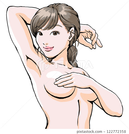 Hand bra _ armpit showing _ young woman posing sexy 122772358