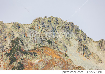 立山黑部阿爾卑斯山脈路線的秋天：從黑部水壩眺望立山連峰的東側 122772491