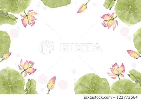 Lotus Flower Frame Horizontal Watercolor Illustration for Printing on Cards, Flyers, Leaflets, Posters, Fabric, Textiles and Social Media Post Design Lotus Flower Frame Horizontal Watercolor Illustration for Printing on Cards, Flyers, Leaflets, Posters, Fabric, Textiles and Social Media Post Design 122772664