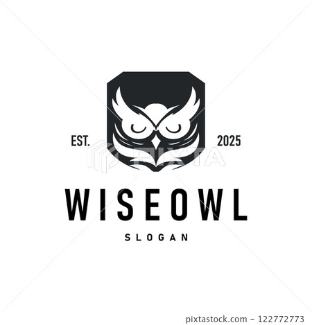owl logo silhouette symbol design simple illustration night animal temple symbol 122772773