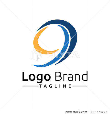 9 Nine Number Abstract Business Logo Template 122773223