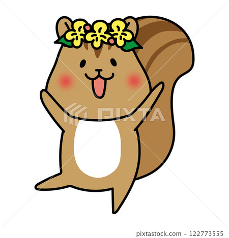 Squirrel with a flower crown on its head 122773555