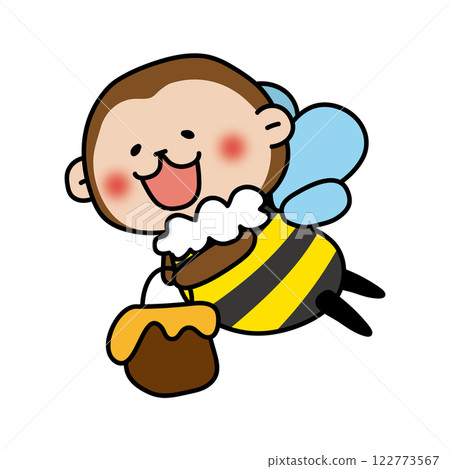 一隻猴子扮成蜜蜂，搬運蜂蜜 122773567