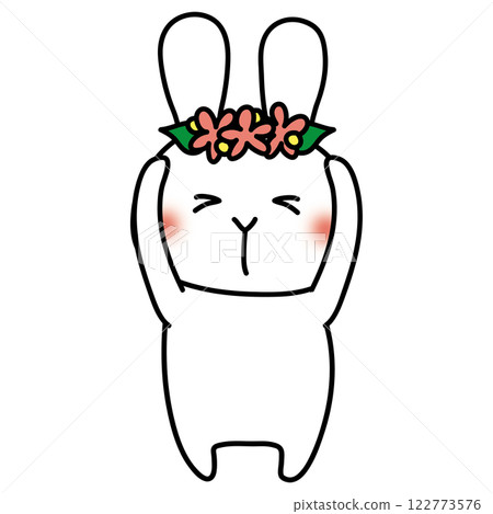 頭上戴著花冠的白兔 頭上戴著花冠的白兔 122773576