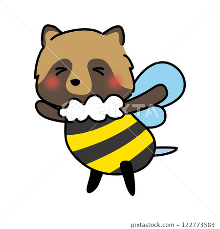 A raccoon dressed as a honeybee 122773583