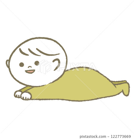 嬰兒面朝下躺著（黃色） 122773669