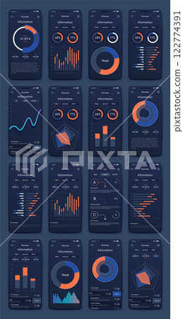 Vector graphics infographics with mobile phone. Template for creating mobile applications, workflow layout, diagram, banner, web design, business reports 122774391