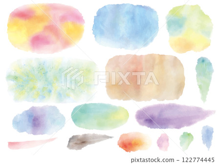 A set of 15 different watercolor texture parts A set of 15 different watercolor texture parts 122774445