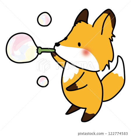 A fox playing with soap bubbles 122774583